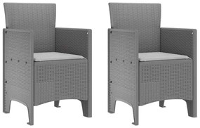 vidaXL Καρέκλα Κήπου 2 pcs Ανοιχτό γκρι 53 x 49 x 85 εκ. PP