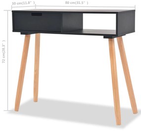 vidaXL Τραπέζι Κονσόλα Μαύρο 80 x 30 x 72 εκ. από Μασίφ Ξύλο Πεύκου