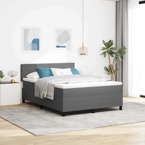 vidaXL Κρεβάτι με Σκηνί και Στρώμα Απαλό Γκρι 160x200 εκ. Ύφασμα Κορντούρας