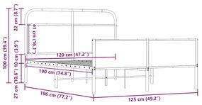 Πλαίσιο Κρεβατιού Χωρ. Στρώμα Sonoma Δρυς 120x190 εκ. Επ. Ξύλο - Καφέ