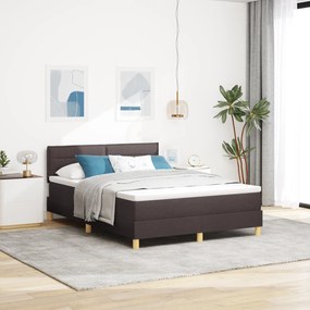 vidaXL Κρεβάτι με Στρώμα Σκούρο Καφέ 140x190 εκ. Ύφασμα