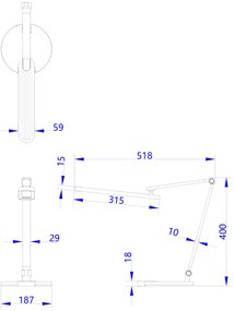 Φωτιστικό Γραφείου LED Blain Pro Γκρι Βάση ABS &amp; Αλουμίνιο 51,8x40Yεκ.