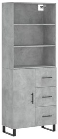 vidaXL Ντουλάπι Γκρι Σκυροδέματος 69,5x34x180 εκ. Επεξεργασμένο Ξύλο