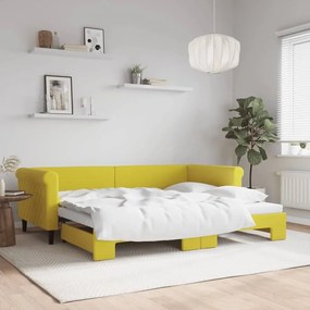 Καναπές Κρεβάτι Συρόμενος Κίτρινος 90 x 200 εκ. Βελούδινος - Κίτρινο