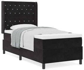 vidaXL Κρεβάτι με ελατήρια με κεφαλάρι Μαύρο 90 x 200 cm Βελούδο