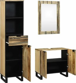 vidaXL Σετ Επίπλων Μπάνιου με συρτάρι 3 pcs Καφέ Επεξεργασμένο ξύλο