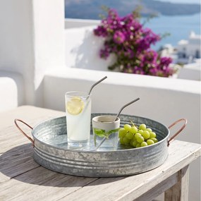 ΔΊΣΚΟΙ ΣΕΡΒΙΡΊΣΜΑΤΟΣ SERVING TRAY ZINC METAL HANDLE FZ1000820
