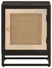 vidaXL Κομοδίνο Μαύρο 40x30x50 εκ. από Μασίφ Ξύλο Μάνγκο και Σίδερο