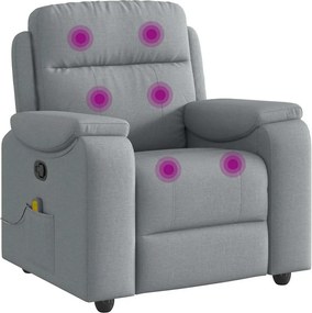 vidaXL Πολυθρόνα Μασάζ Ανακλινόμενη Ανοιχτό Γκρι Υφασμάτινη