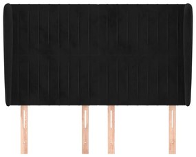 Κεφαλάρι με Πτερύγια Μαύρο 147x23x118/128 εκ. Βελούδινο - Μαύρο