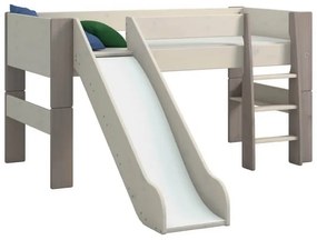 Υπερυψωμένο κρεβάτι με τσουλήθρα Mid-Sleeper 4KIDS σε ξύλο πεύκου ( Whitewash Stone)