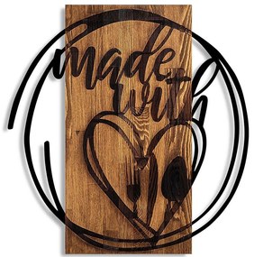 Διακοσμητικό Τοίχου Made With Love 899SKL2613 55x57cm Walnut-Black Wallity Μέταλλο,Ξύλο