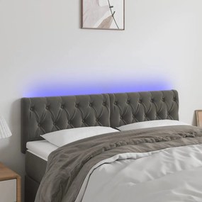 Κεφαλάρι Κρεβατιού LED Σκούρο Γκρι 144x7x78/88 εκ. Βελούδινο 3121997