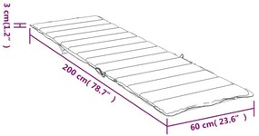 Μαξιλάρι Ξαπλώστρας Κρεμ 200 x 60 x 3 εκ. από Ύφασμα Oxford - Κρεμ