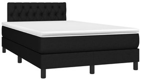 vidaXL Κρεβάτι Boxspring με Στρώμα &amp; LED Μαύρο 120x200 εκ. Υφασμάτινο