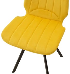 Καρέκλα Sabia pakoworld βελούδο κίτρινο-μαύρο πόδι - Μέταλλο - 058-000012