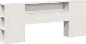 vidaXL Κεφαλάρι με Αποθ. Χώρο Λευκό 200 εκ. από Μασίφ Ξύλο Πεύκου