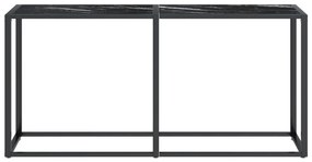 vidaXL Τραπέζι Κονσόλα Μαύρο Όψη Μαρμάρου 160x35x75,5 εκ. Ψημένο Γυαλί