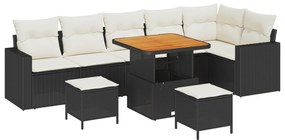 vidaXL Σετ Καναπέ Κήπου 9 Τεμαχίων Με Μαξιλάρια Μαύρο Πολυ Ρατάν