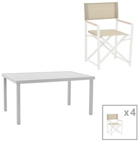 Intrahome Τραπεζαρία Kliton-Mabu σετ 5τεμ Intrahome αλουμίνιο σε λευκή απόχρωση 150x80x74εκ | SKU: INTRAPA-311111982