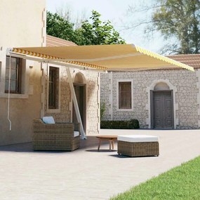 vidaXL Ηλεκτρική Αυλή 6 x 3 m Κίτρινο και λευκό ριγέ 100% Πολυεστέρας