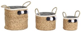 Σετ Καλαθιών DKD Home Decor Φυσική ίνα Πομπώματα 40 x 40 x 35 cm 41 x 37 x 36 cm
