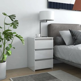 vidaXL Κομοδίνα 2 τεμ. Γυαλιστερό Λευκό 40x35x62,5 εκ. από Μοριοσανίδα