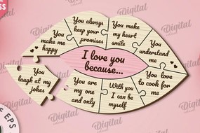 Intra απο ξύλο plywood 3mm-4mm πάχος –  κοπής με λέιζερ παζλ για την ημέρα του Αγίου Βαλεντίνου Δίασταση  20x20 cm INTRAFABR-110666000