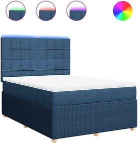 vidaXL Κρεβάτι Boxspring με Στρώμα Μπλε 160x200 εκ. Υφασμάτινο