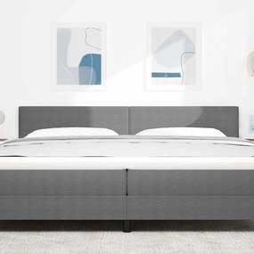 vidaXL LED κεφαλάρι Ανοιχτό γκρι 200 cm Υφασμάτινο Κορντουρά