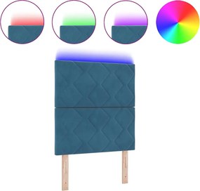 vidaXL LED κεφαλάρι Σκούρο Μπλε 80 cm Τεχνητό Δέρμα