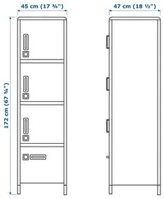 IDÅSEN ψηλό ντουλάπι με συρτάρι και πόρτες, 45x172 cm 104.964.01