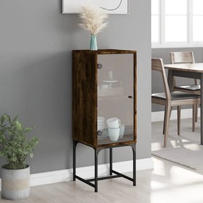vidaXL Βοηθητικό Ντουλάπι Καπνιστή Δρυς 35x37x100 εκ. Γυάλινες Πόρτες