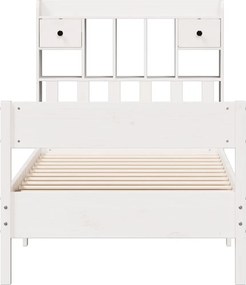 vidaXL Κρεβάτι Βιβλιοθήκη Χωρίς Στρώμα Λευκό 75x190 εκ Μασίφ Πεύκο