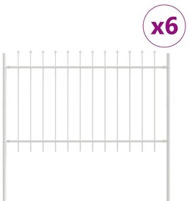 vidaXL Φράχτης Κήπου 6 pcs Λευκό 10,2 x 1 μ Ατσάλι με Πούδρα