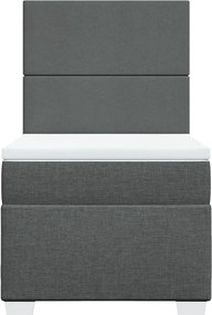 vidaXL Κρεβάτι Boxspring με Στρώμα Σκούρο Γκρι 90x200 εκ. Υφασμάτινο