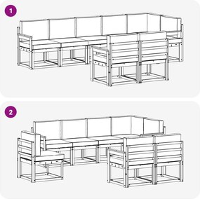 vidaXL Σειρά Καναπέ Εξωτερικού 8 pcs Άσπρο και Ανθρακί Πολυεστέρας