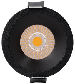 GloboStar® MICRO-B 60245 Χωνευτό LED Spot Downlight TrimLess Φ6cm 7W 875lm 38° AC 220-240V IP20 Φ6 x Υ7.8cm - Στρόγγυλο - Μαύρο - Θερμό Λευκό 2700K - Bridgelux COB - 5 Years Warranty