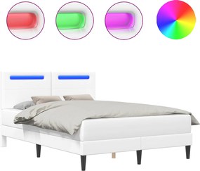 vidaXL Σκελετός Κρεβατιού με κεφαλάρι Λευκό 160 x 200 cm Τεχνητό Δέρμα