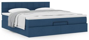 vidaXL Οθωμανικό κρεβάτι με στρώμα μπλε 180x200cm ύφασμα