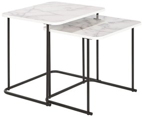 Σετ με 2 τραπέζια DKD Home Decor Λευκό Μαύρο 51 x 43 x 49 cm