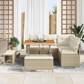 vidaXL Σετ Καναπέ Κήπου με μαξιλάρι 8 pcs Μπεζ Πολυ ράταν