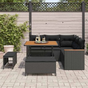 vidaXL Σετ Καναπέ Κήπου με μαξιλάρι 8 pcs Μαύρο Πολυ ράταν