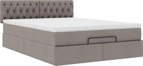 vidaXL Οθωμανικό κρεβάτι με στρώμα Taupe 140x200cm ύφασμα