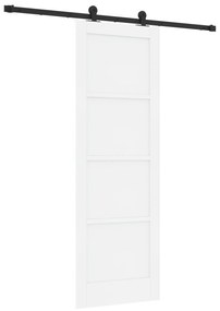vidaXL Συρόμενη Πόρτα  με Σετ Υλικών Λευκή 73.5x211 εκ Στερεό Ξύλο Πεύκου