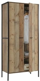 Ντουλάπα Mesa H100, Παλαιωμένη βελανιδιά, Μαύρο, 180x84x52cm, Πόρτες ντουλάπας: Με μεντεσέδες