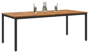 vidaXL Τραπέζι Κήπου 200x90x75 εκ από Στερεό Ξύλο Ακακίας και Μέταλλο