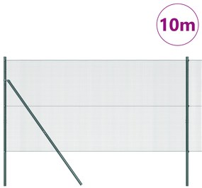 vidaXL Συρμάτινος Φράχτης  με 7 Στήλες Πράσινος 1.4x10 μ Χάλυβα