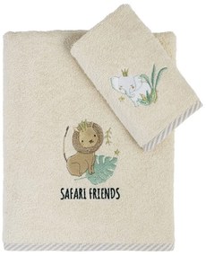 Πετσέτες Παιδικές Safari Friends (Σετ 2τμχ) White-Green Nima Σετ Πετσέτες 70x140cm 100% Βαμβάκι