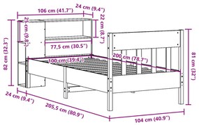 ΚΡΕΒΑΤΙ ΒΙΒΛΙΟΘΗΚΗ ΧΩΡΙΣ ΣΤΡΩΜΑ 100X200 ΕΚ ΜΑΣΙΦ ΞΥΛΟ ΠΕΥΚΟΥ 3323197